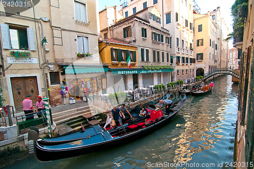Image of Venice Italy Gondolas on canal 