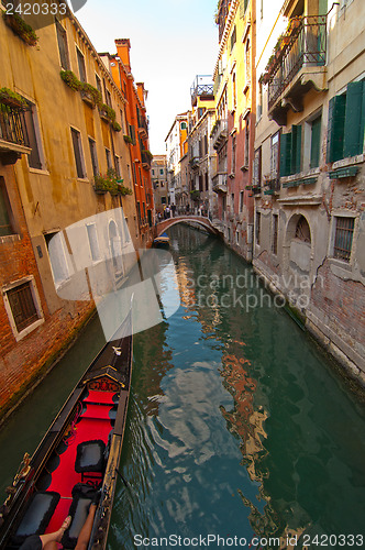 Image of Venice Italy Gondolas on canal 