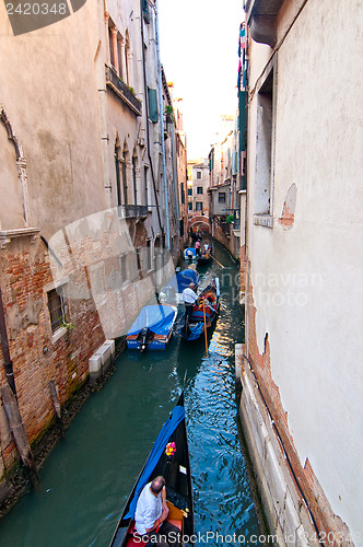 Image of Venice Italy Gondolas on canal 