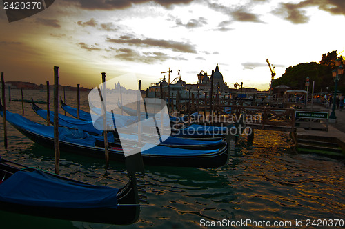 Image of Venice Italy Gondolas on canal 