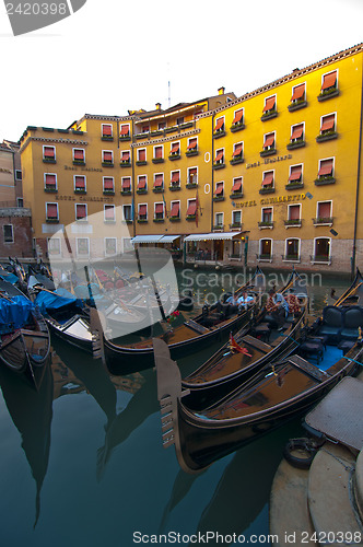 Image of Venice Italy Gondolas on canal 