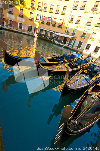 Image of Venice Italy Gondolas on canal 