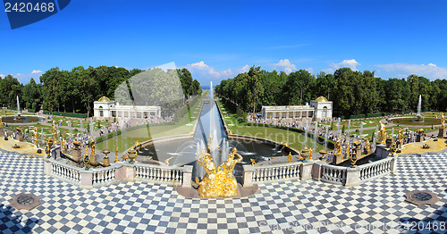 Image of famous petergof fountains in St. Petersburg Russia