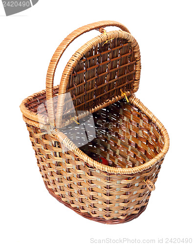 Image of open basket for picnic isolated