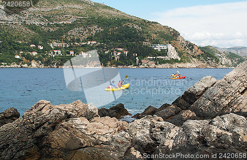 Image of Lokrum island, Croatia, august 2013, sea kayaking