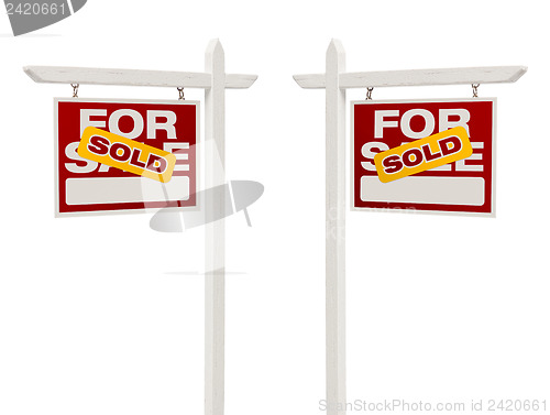 Image of Pair of Sold For Sale Real Estate Signs, Clipping Path