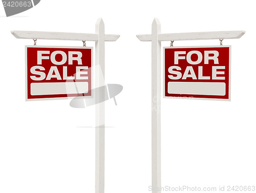 Image of Pair of For Sale Real Estate Signs With Clipping Path