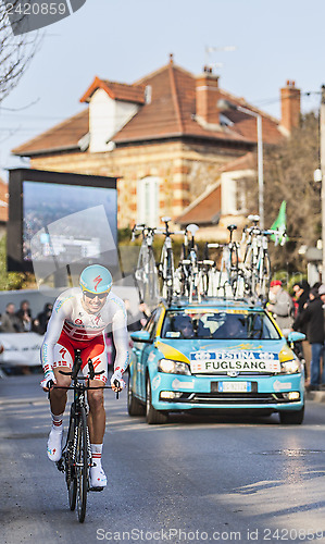 Image of The Cyclist Jakob Fuglsang- Paris Nice 2013 Prologue in Houilles