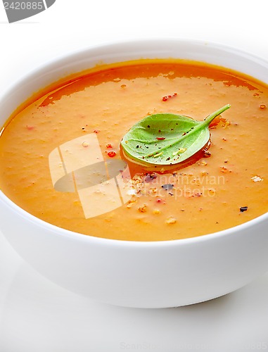 Image of close up of a squash soup bowl