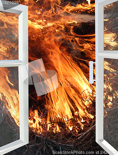 Image of window opened to the fire