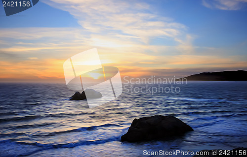 Image of Pacific coast at sunset