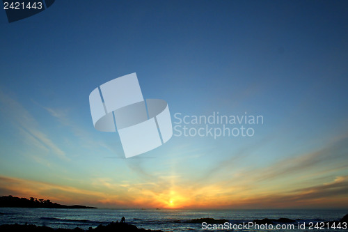 Image of Pacific coast at sunset