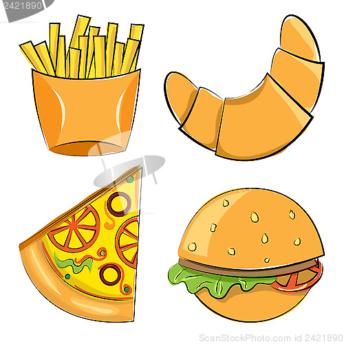Image of fast food. Vector illustration.