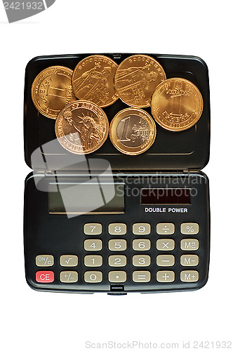 Image of Calculator and coins