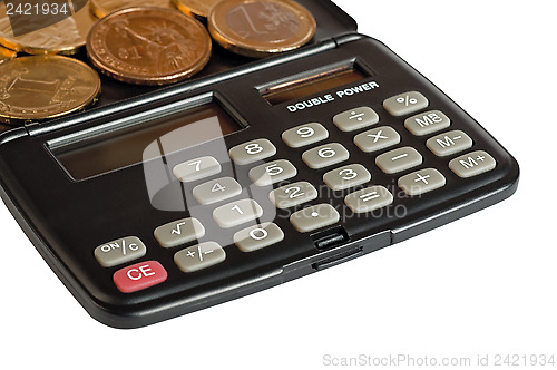 Image of Calculator and coins