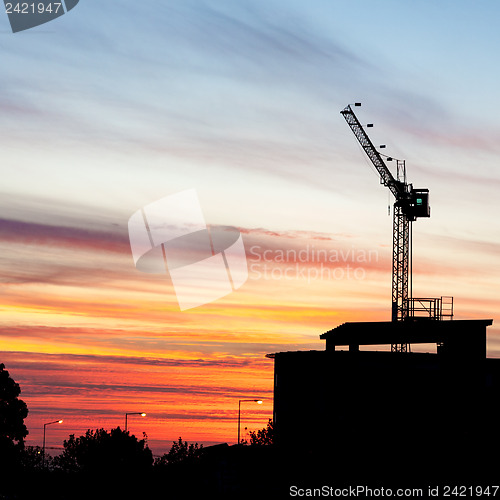 Image of Crane Sillhouette at Sunset