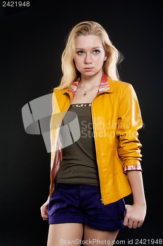 Image of portrait of sad blonde girl