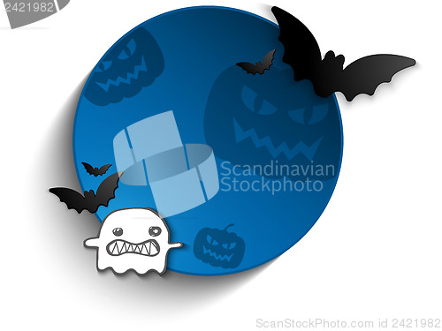 Image of Halloween Bat Circle Frame Pumpkin Background