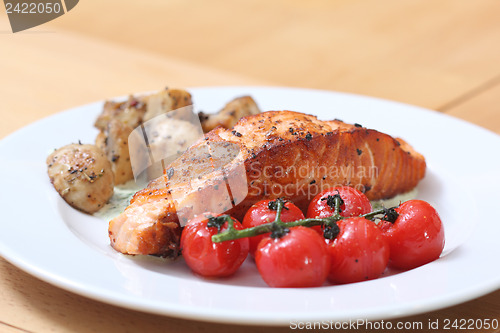 Image of Grilled fish steak on the plate