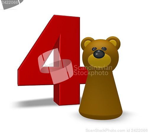 Image of number four and bear