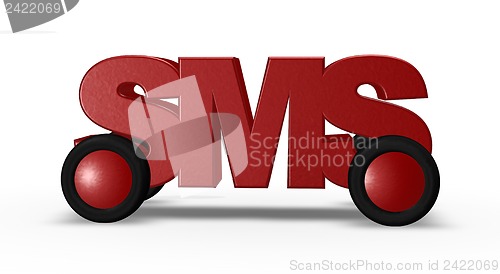 Image of sms tag on wheels