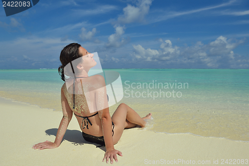 Image of happy woman enjoy  summer time