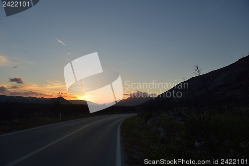 Image of road through the green field