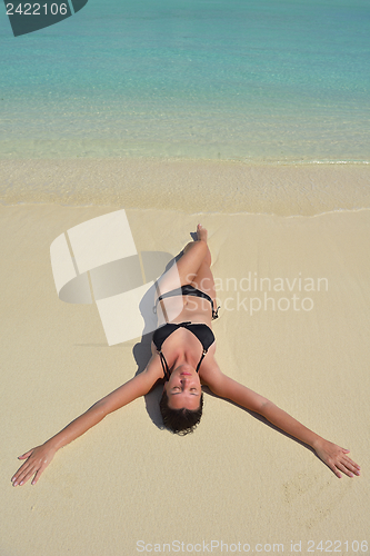 Image of happy woman enjoy  summer time