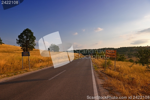 Image of road through the green field