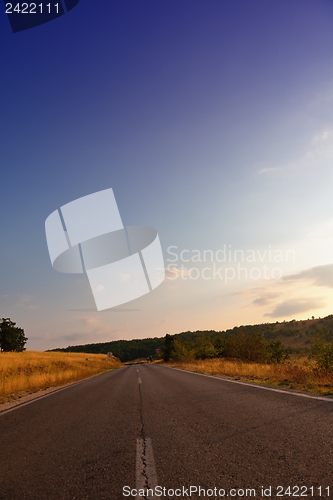 Image of road through the green field