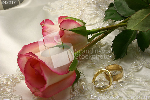 Image of rings satin and a rose