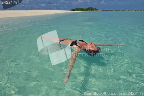 Image of happy woman enjoy  summer time