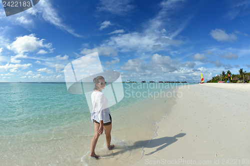 Image of happy woman enjoy  summer time