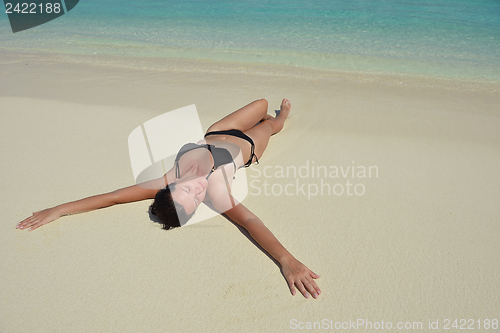 Image of happy woman enjoy  summer time