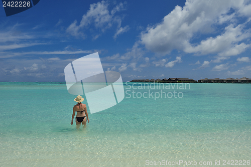 Image of happy woman enjoy  summer time