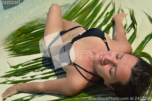 Image of happy woman enjoy  summer time