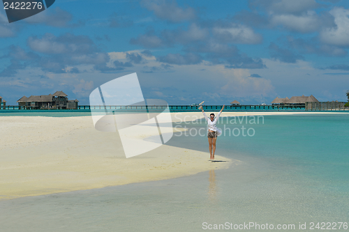 Image of happy woman enjoy  summer time