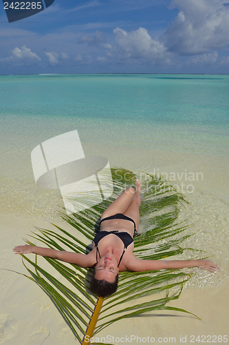 Image of happy woman enjoy  summer time