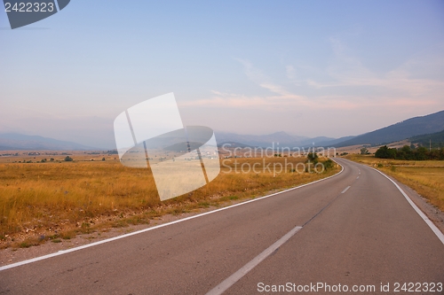 Image of road through the green field