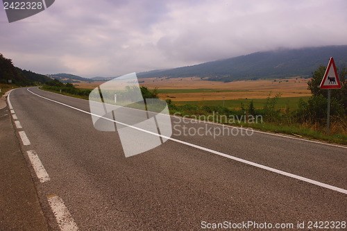 Image of road through the green field