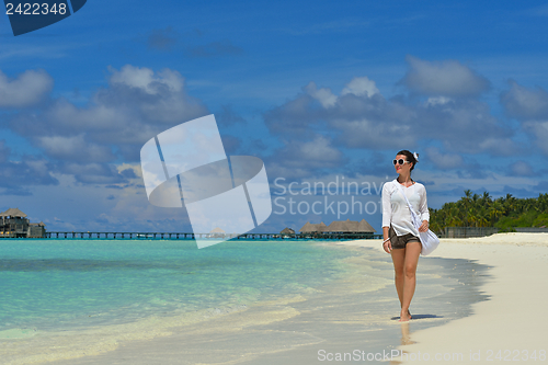 Image of happy woman enjoy  summer time