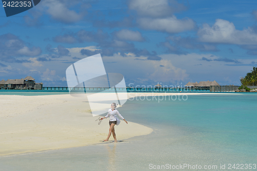 Image of happy woman enjoy  summer time