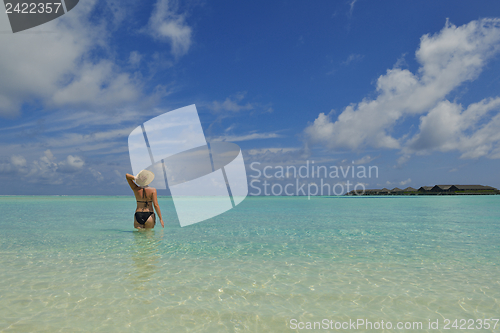 Image of happy woman enjoy  summer time