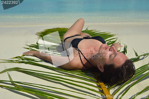 Image of happy woman enjoy  summer time