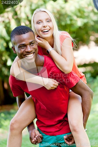 Image of young couple in love summertime fun happiness romance 