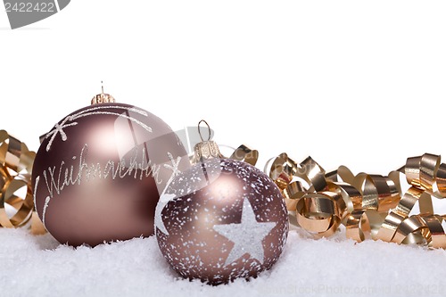 Image of elegant bronze golden christmas decoration isolated