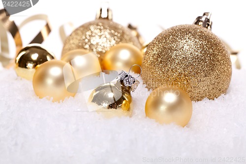 Image of festive golden christmas decoration isolated 