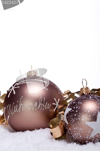 Image of elegant bronze golden christmas decoration isolated