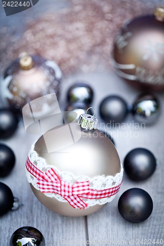 Image of festive glitter christmas decoration bauble seasonal