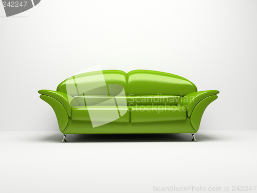 Image of Green sofa isolated on white background 3d